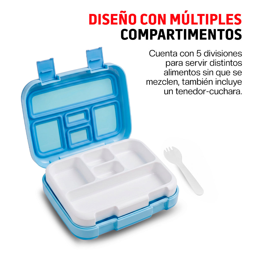 Lonchera Bento Box Infantil con 5 Divisiones y Cubierto