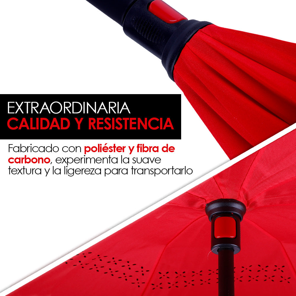 Paraguas Invertido de Doble Capa con Mango en C, 100 cm — características destacadas