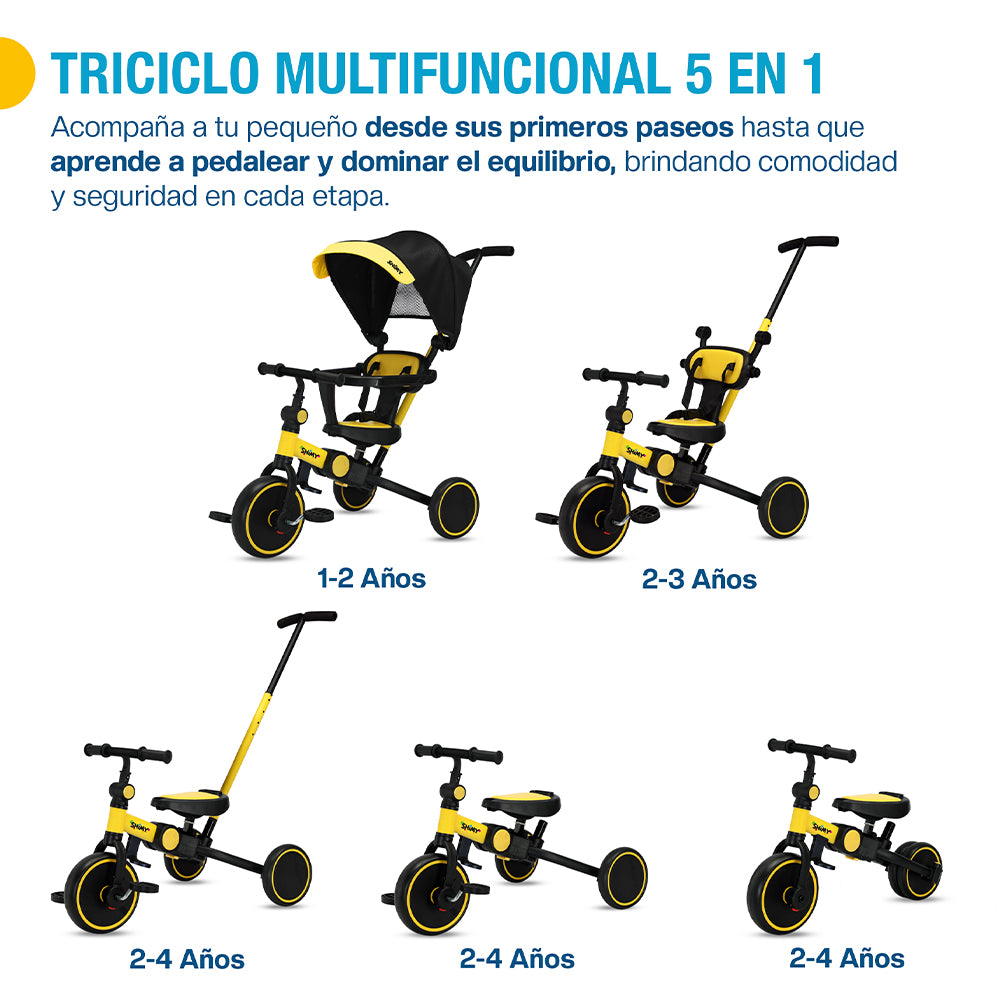 Triciclo Evolutivo 5 en 1 Plegable para Niños Shimy — detalle del producto