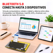 Teclado Inalámbrico en Español Diseño Retro con Teclas de Colores