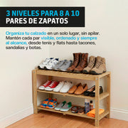 Zapatera de Bambú de 3 Niveles para 8 a 10 Pares — detalle del producto