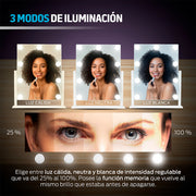 Espejo de Maquillaje con 9 Luces LED y Giro de 360° — características destacadas