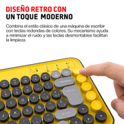Teclado Inalámbrico en Español Diseño Retro con Teclas de Colores