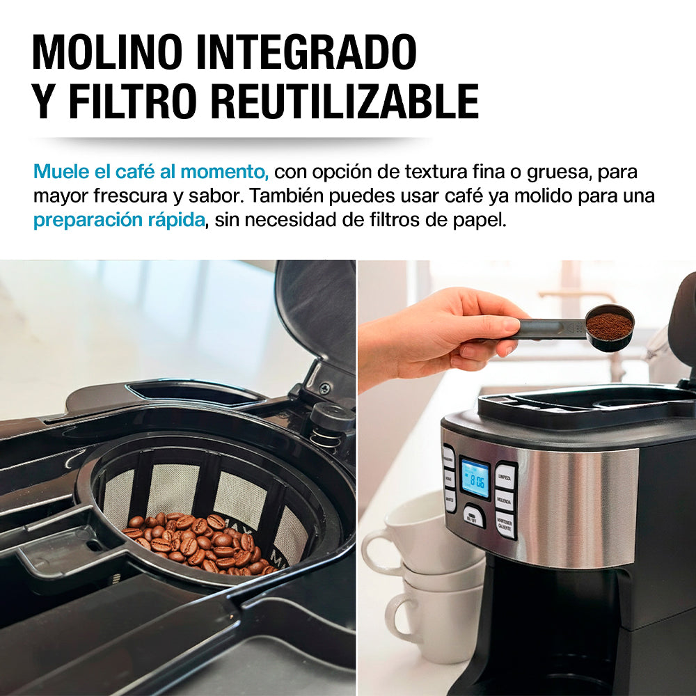 Cafetera Programable con Molino Integrado para 12 Tazas — características destacadas