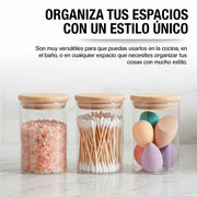 Recipientes Herméticos de Vidrio con Tapa de Bambú 8 Piezas Chicas