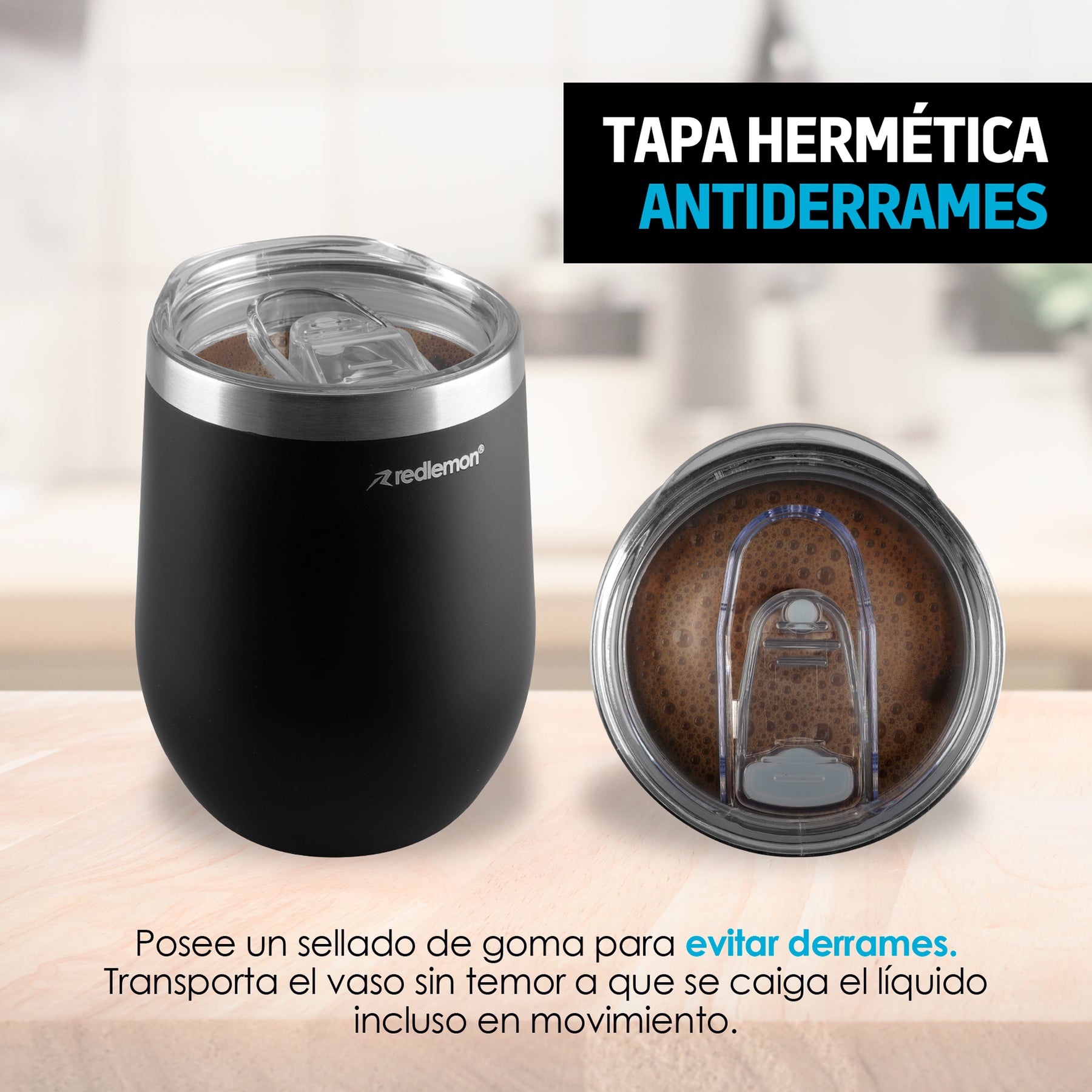 Vaso Térmico para Café y Vino Acero Inoxidable 2 Piezas Redlemon Technology México
