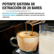 Extracción de espresso con bomba de 20 bares