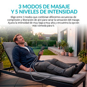 Masajeador de Piernas con Compresión de Aire y Calor, 3 Modos, 5 Intensidades y Temporizador
