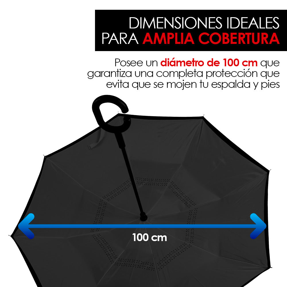 Paraguas Invertido de Doble Capa con Mango en C, 100 cm — vista adicional 14