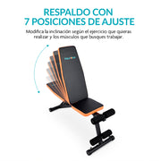 Banco para Ejercicio Multifuncional Plegable con 2 Ligas Incluidas y Respaldo de 7 Posiciones