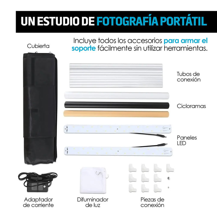 Caja De Luz Para Fotografía Profesional Portátil (50x50x50 Cm