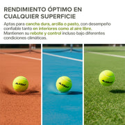 Set de 9 pelotas de pádel presurizadas en 3 tubos — características destacadas