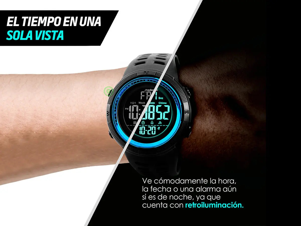 Reloj Deportivo Resistente Agua Digital, Alarma, Cronómetro 1251 Redlemon Technology México