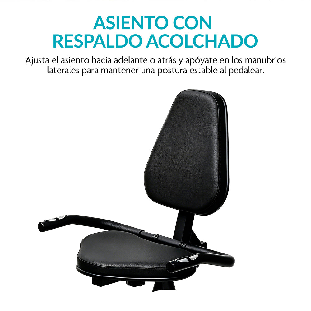 Bicicleta Estática con Respaldo, 8 Niveles de Resistencia, Monitor LCD y Asiento Ajustable