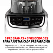 Licuadora Profesional 1000 W de 1.8 L con 3 Velocidades, 5 Funciones y Vaso Portátil