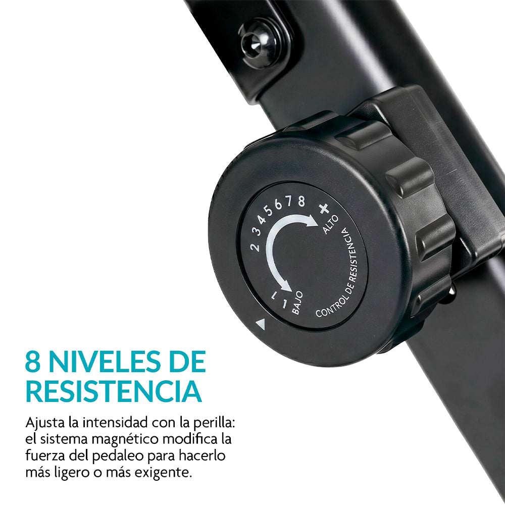 Bicicleta Estática con Respaldo, 8 Niveles de Resistencia, Monitor LCD y Asiento Ajustable