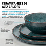 Detalle del esmalte reactive glaze en tazón y platos de gres Casa Litus