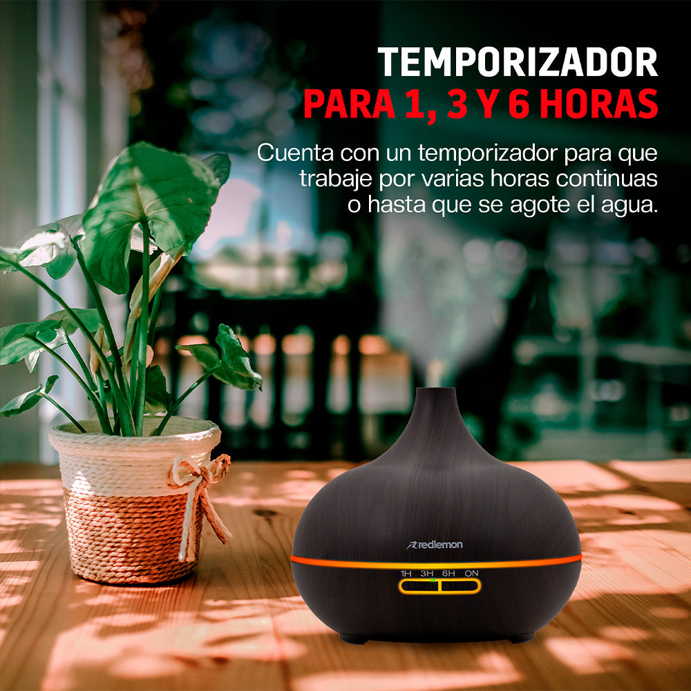 Humidificador y Difusor Ultrasónico 550 ml con Control Remoto — detalle de diseño