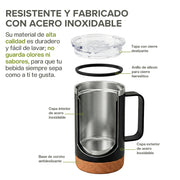 Set de 2 Termos de 700 ml con Base de Corcho y Popote — detalle de diseño