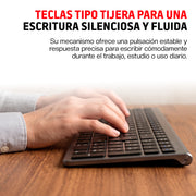 Teclado Inalámbrico Recargable con Cable USB-C para Windows, Mac y Android