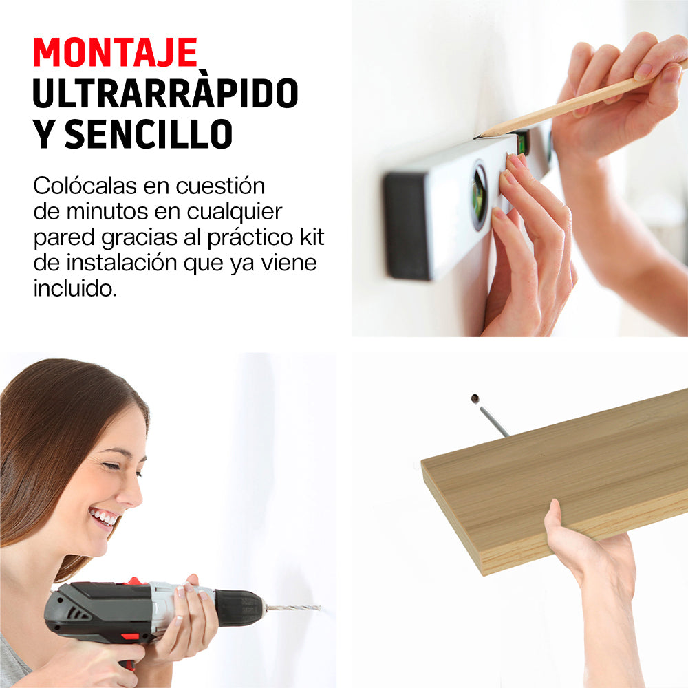 Set de 3 Repisas Flotantes de MDF de 30 x 15 cm
