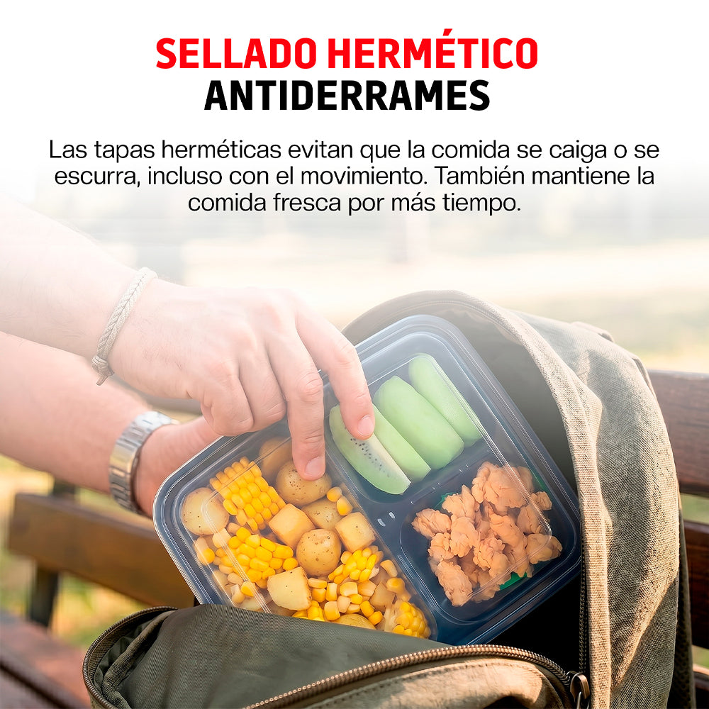 Set de 21 Contenedores Bento con 3 Compartimentos — detalle de diseño