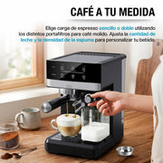 Cafetera con modos para espresso sencillo, doble, capuchino y latte