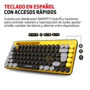 Teclado Inalámbrico en Español Diseño Retro con Teclas de Colores