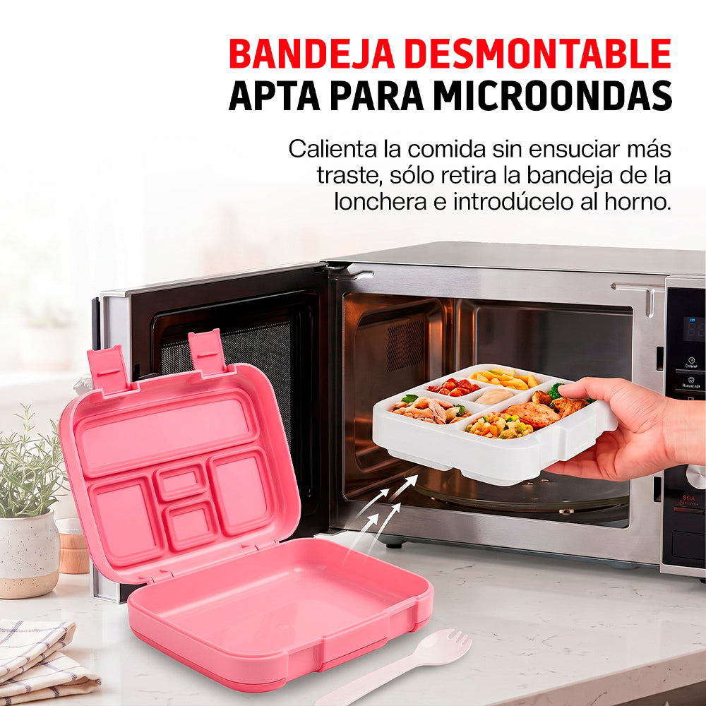 Lonchera Bento Box Infantil con 5 Divisiones y Cubierto