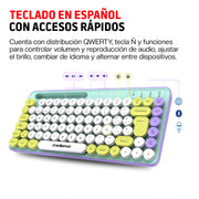 Teclado Inalámbrico en Español Diseño Retro con Teclas de Colores