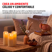 Paquete de 6 Velas LED Largas de Pilas, Flama Realista con Movimiento y Baterías Incluidas