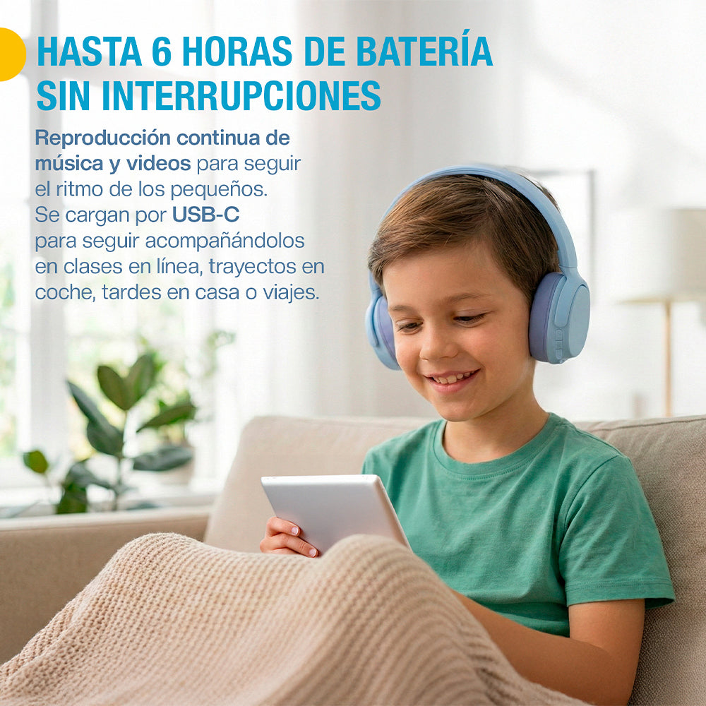 Audífonos para niños Bluetooth 5.4 con cable y microSD — detalle de diseño