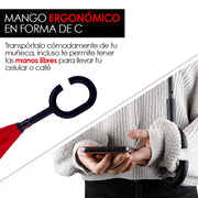 Paraguas Invertido de Doble Capa con Mango en C, 100 cm — funciones y uso
