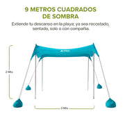 Toldo para Playa Portátil 3 x 3 m Carpa con Protección UV Resistente al Viento