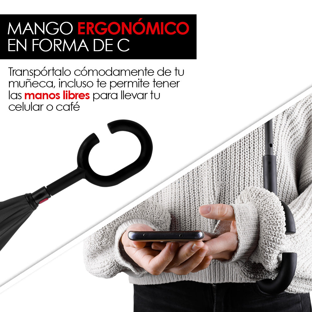 Paraguas Invertido de Doble Capa con Mango en C, 100 cm — vista adicional 15
