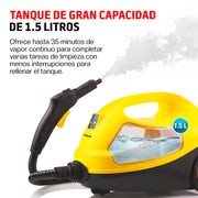 Limpiador de Vapor de Alta Presión de 1500 W, 4 Bar, 1.5 L con Accesorios