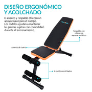 Banco para Ejercicio Multifuncional Plegable con 2 Ligas Incluidas y Respaldo de 7 Posiciones