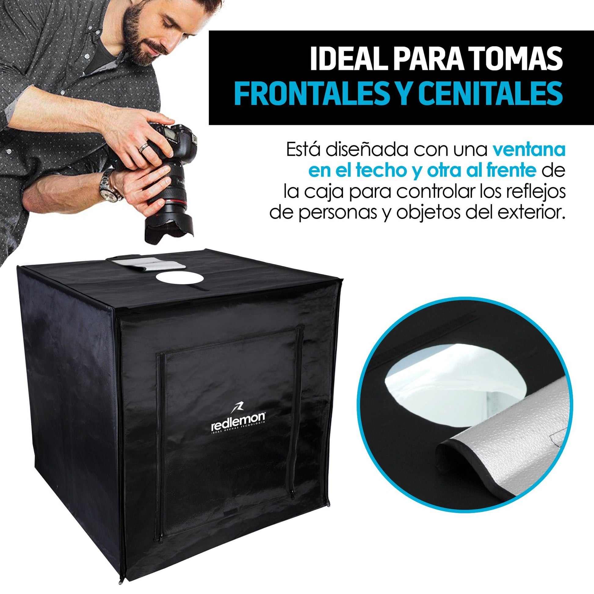 Caja de Luz para Fotografía Profesional Extra Grande (80x80 cms) - Redlemon