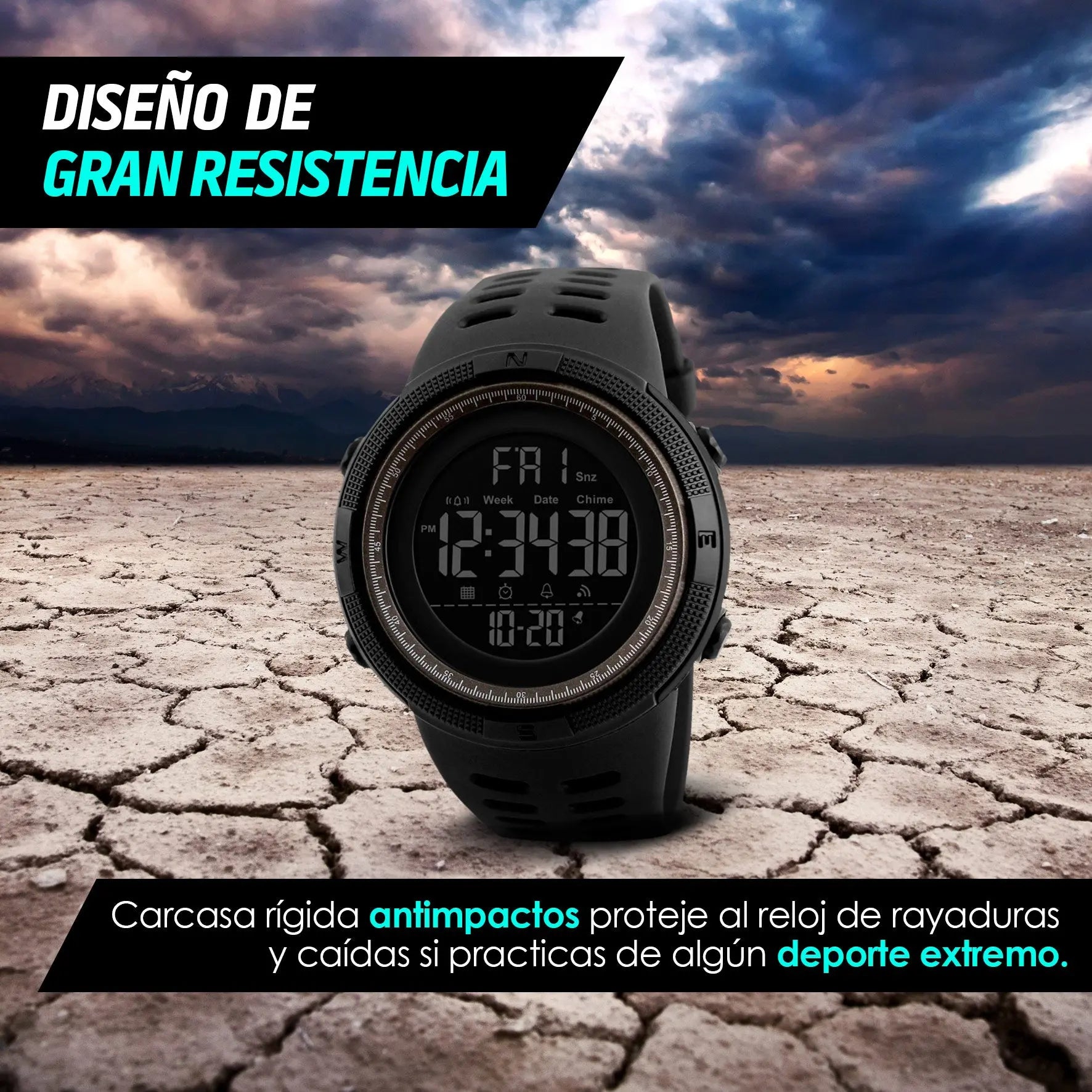 Reloj Deportivo Resistente Agua Digital, Alarma, Cronómetro 1251 Redlemon Technology México