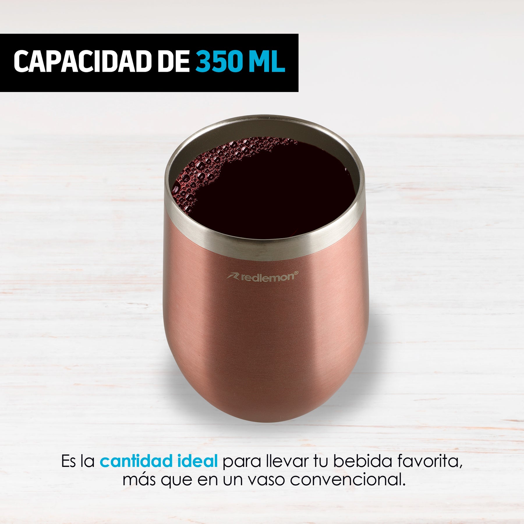 Vaso Térmico para Café y Vino Acero Inoxidable 2 Piezas Redlemon Technology México