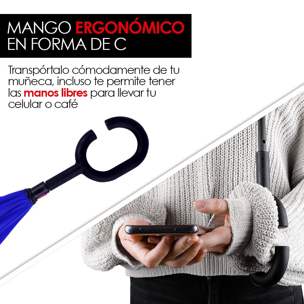 Paraguas Invertido de Doble Capa con Mango en C, 100 cm — vista adicional 23