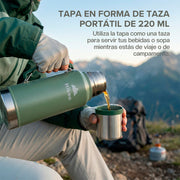 Termo de Acero Inoxidable de 1 L con Taza de 220 ml HIKEO — detalle de diseño