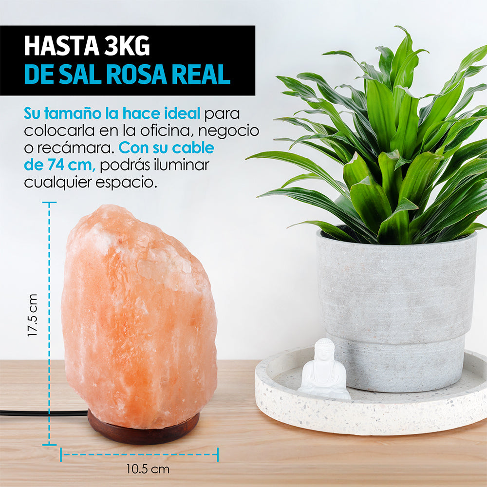 Lámpara de Sal Rosa del Himalaya Intensidad de Luz Ajustable 2 a 3 Kg Redlemon Technology México
