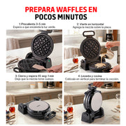 Waflera Eléctrica Vertical Antiadherente con Bordes Antiderrames Compacta