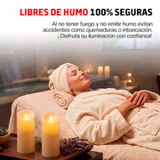 Paquete de 6 Velas LED Largas de Pilas, Flama Realista con Movimiento y Baterías Incluidas