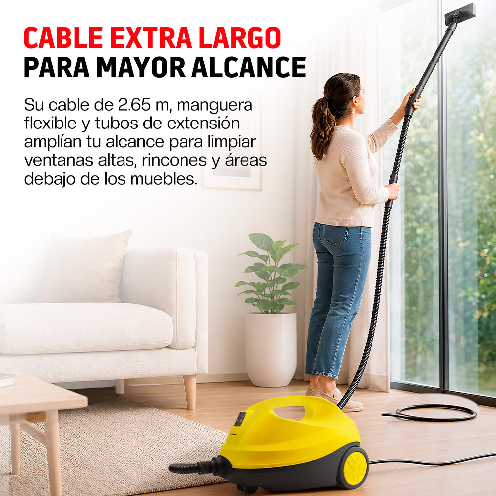 Limpiador de Vapor de Alta Presión de 1500 W, 4 Bar, 1.5 L con Accesorios