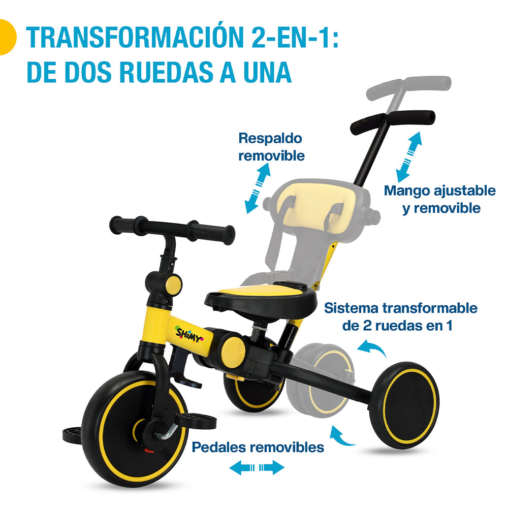 Triciclo Evolutivo 5 en 1 Plegable para Niños Shimy — funciones y uso
