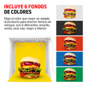 Caja de luz portátil 24 cm con LED y 6 fondos