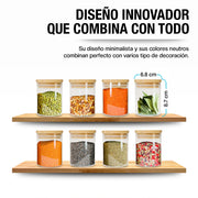 Recipientes Herméticos de Vidrio con Tapa de Bambú 8 Piezas Chicas