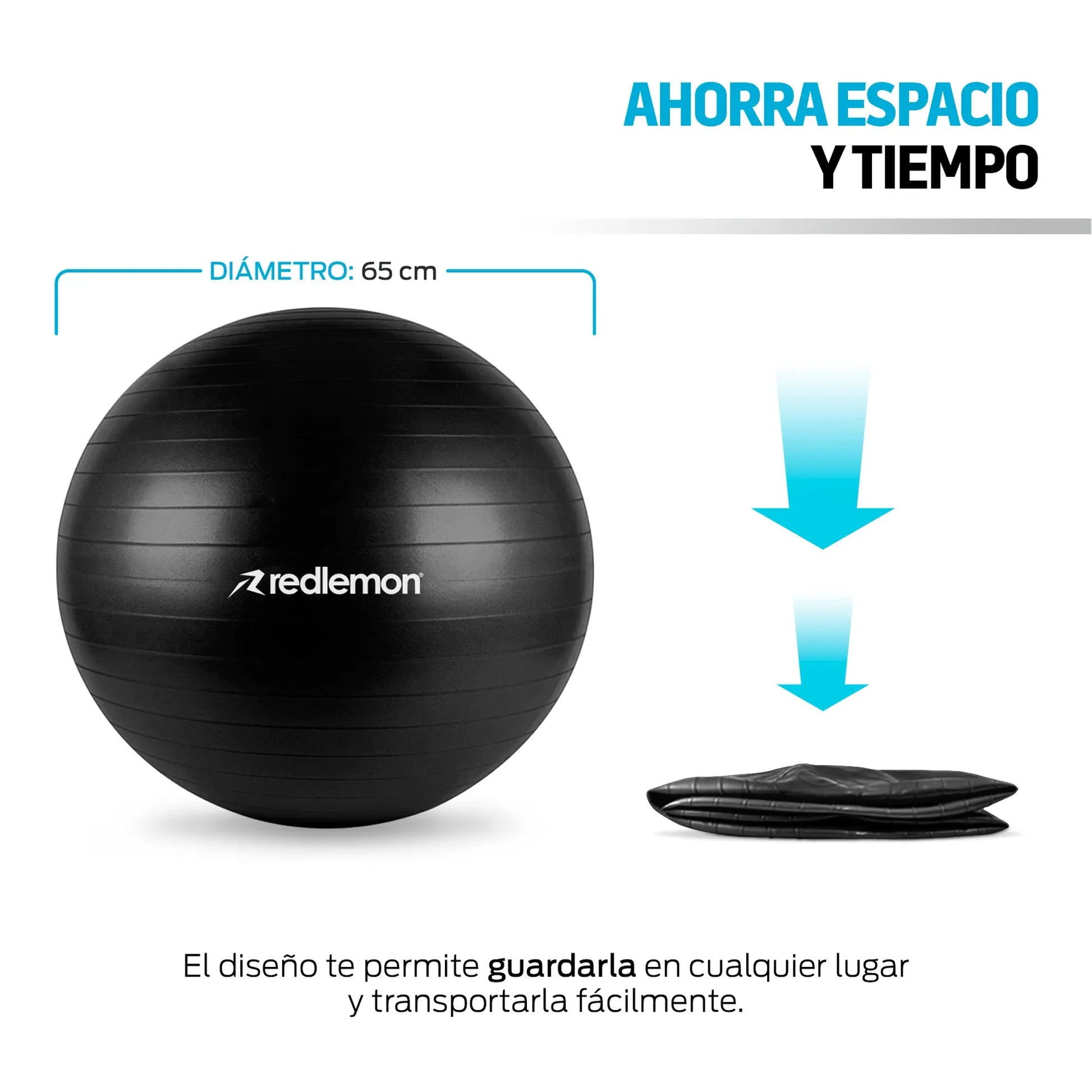 Pelota Pilates Yoga Fitness 65 Cm Con Bomba de Aire Redlemon Technology México
